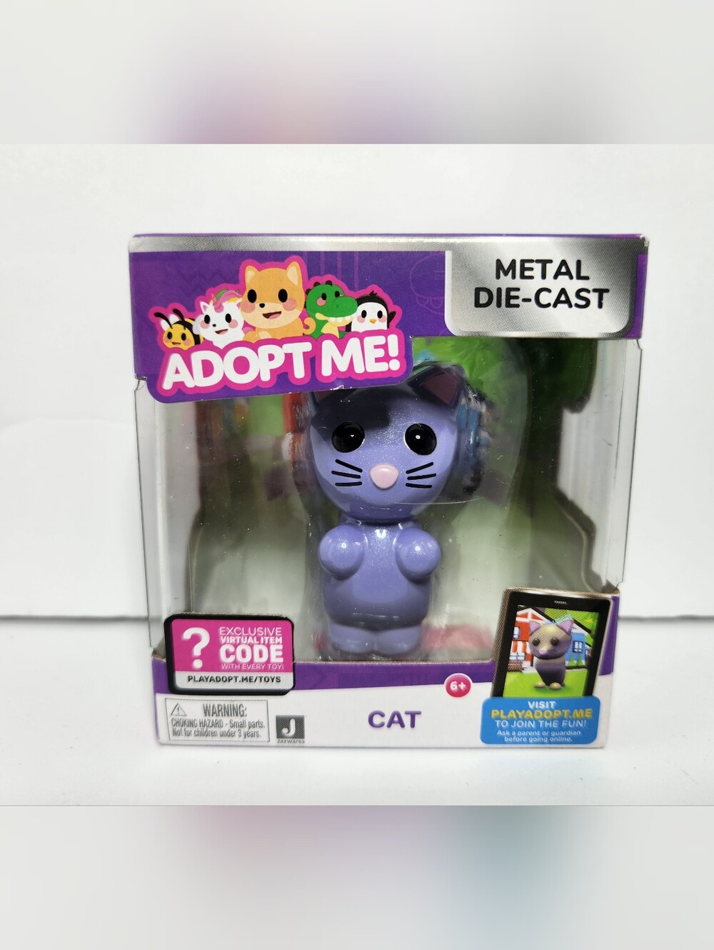 Jazwares Adopt Me! Purple Cat Figurine Collectible Metal Die-Cast Toy With Code